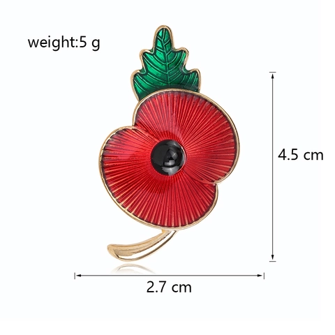 Elegant Red Poppy Flower Enamel Brooch For Women Gold Toned Zinc Alloy Floral Lapel Pin Delicate Enamel Drip Jewelry Gift