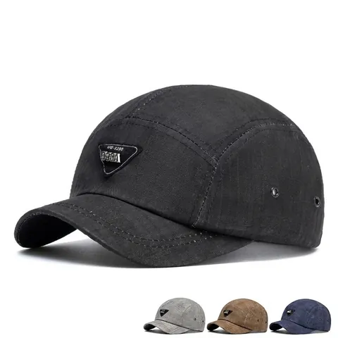 Vintage Gewaschene Baumwolle Baseballkappe Kurze Krempe Atmungsaktive 5 Panel Hut Outdoor Verstellbare Mütze