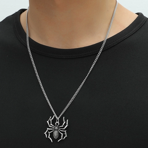 Collar Con Colgante De Araña Gótica Aleación Acero Inoxidable Vintage Punk Halloween Horror Joyería Para Hombres Mujeres