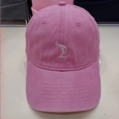 Vintage Washed Cotton Flamingo Embroidered Baseball Cap For Women Men Distressed Outdoor Adjustable Casual Sun Hat