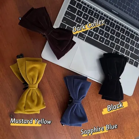 Large Velvet Bow Hair Clip Retro Elegant Twist Clip Back Head Hair Accessory For Women Styling Solid Color