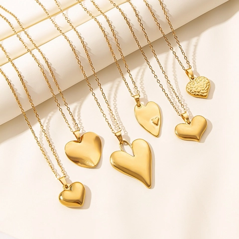 Collar Con Colgante De Corazón Acero Inoxidable Chapado Al Vacío Irisado Arcoíris Oro Plata Joyas Para Mujer Moda Niche