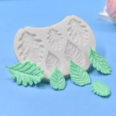 Leaf Shape Silicone Mold For Fondant Cake Decorating DIY Sugarcraft Baking Clay Crafting Tool White Multi Cavity
