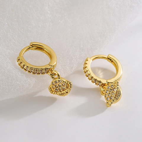 Saturn Anhänger Creolen Vergoldetes Kupfer Mikro Zirkon Exquisite Zierliche Geometrische Schmuck Für Frauen
