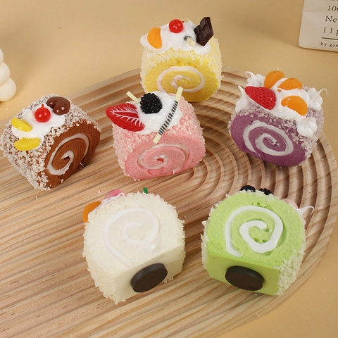 Simulazione Torta Rotolo Svizzero Realistico Finto Dessert Pane Artificiale PU Morbido Modello Di Cibo Antistress Decorazione