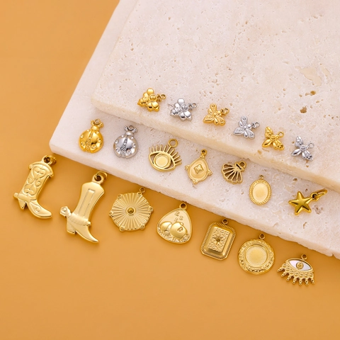 Stainless Steel Charms Pendants DIY Jewelry Making Accessories Bee Evil Eye Boots Star Shapes For Necklace Bracelet