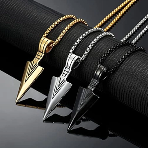 Arrowhead Pendant Necklace Alloy Metal Retro Spearhead Hip Hop Style Jewelry For Men
