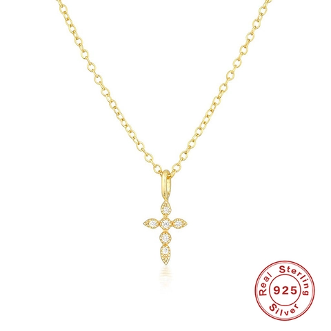 Collana Con Ciondolo A Croce Argento Sterling 925 Zirconia Cubica Gioielli Eleganti Minimalisti Per Donne Catena Clavicola