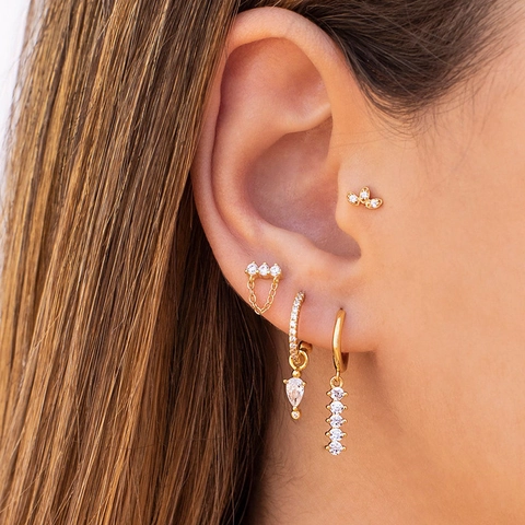 Orecchini Pendenti Con Zircone A Goccia D'acqua Semicerchio A C Con Perno In Argento 925 Gioielli Di Lusso Per Donna