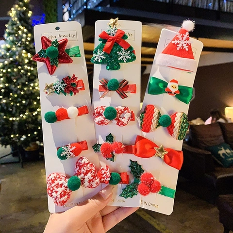 Fermagli E Elastici Per Capelli Natalizi Babbo Natale Renna Pupazzo Di Neve Albero Filato Tessuto Fiocchi Ragazze Neonata