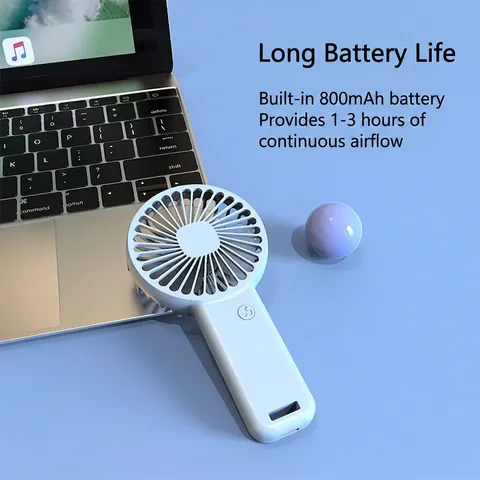 Portable Handheld Mini USB Rechargeable Fan Quiet Desktop Personal Fan With Base For Office Travel Outdoors