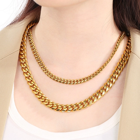 Collana E Bracciale A Maglia Cubana In Acciaio Inossidabile Gioielli Hip Hop Di Moda Per Uomini Donne Chiusura Moschettone