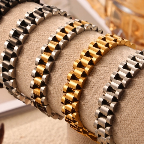 Bracciale Stile Cinturino Orologio Uomo Acciaio Inossidabile Design Geometrico Business Minimalista Gioielli Cool