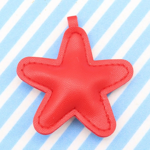 Star Shaped PU Leather Charms Colorful Padded Pendants For Bag Keychain DIY Accessories Stitching Design