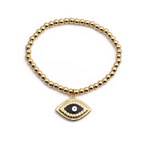 Bracciale Con Perline Malocchio Rame Placcato Oro Zircone Cuore Scarabeo Pendente Gioielli Regolabili Da Donna