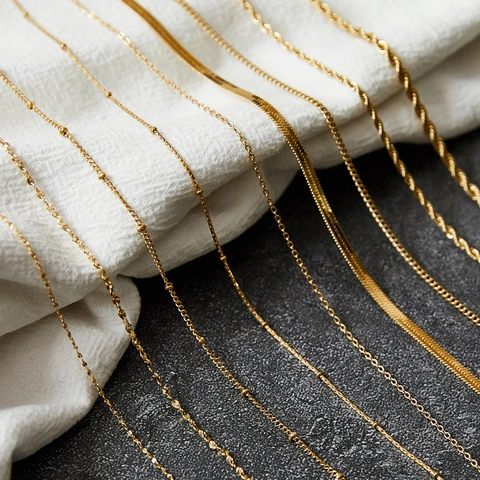 Roestvrij Stalen Vergulde Halsketting Voor Dames Minimalistisch Touw Slang Schakelketting Bamboe Sieraden Accessoires