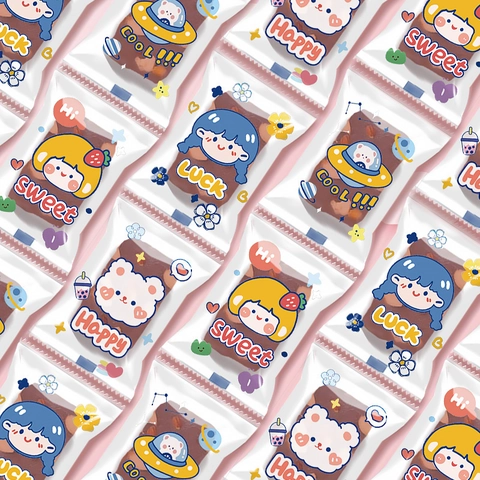 Bolsas De Sellado Térmico Para Repostería Plástico CPP Para Galletas Dulces Turrón Pastel De Copo De Nieve Dibujos Animados