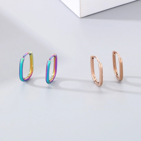 Minimalist Titanium Steel U Shaped Hoop Earrings For Men Women Vintage Polished Geometric Metal Huggie Earring Jewelry