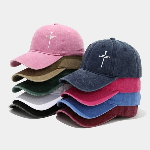 Vintage Gewaschene Baumwolle Baseballcap Kreuz Stickerei Verstellbare Soft Top Dad Hat Sonnenhut Für Herren Damen Casual Streetwear