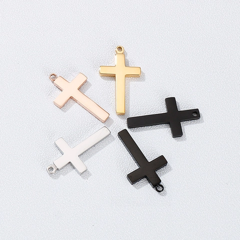 Pendente A Croce Minimalista Acciaio Inossidabile Accessorio Gioielli DIY Lucidato Semplice Ciondoli Religiosi Per Creazione Collane