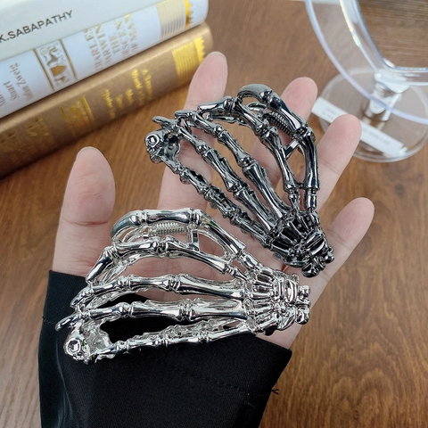 Pinzas Para El Cabello De Mano De Esqueleto Y Araña Aleación Metal Gótico Punk Accesorios Halloween Para Mujeres