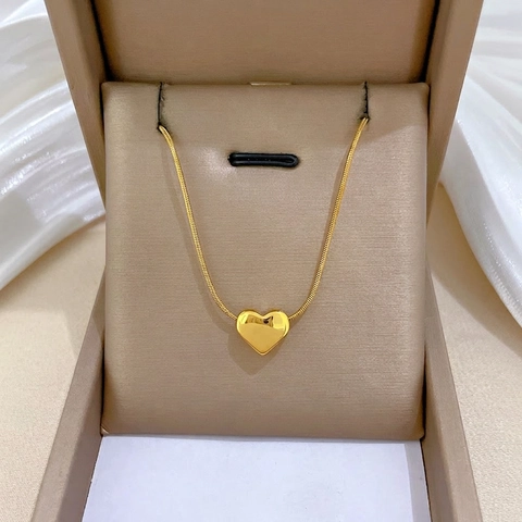 Collana Con Pendente A Cuore In Acciaio Inossidabile Placcato Oro Chic Catena A Serpente Gioielli Minimalisti Per Donna