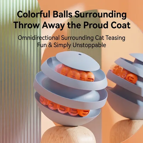 Interactive Cat Toy Multi-Layer Track Ball Tumbler For Indoor Cats With Rolling Balls And Feather ABS Plastic Durable