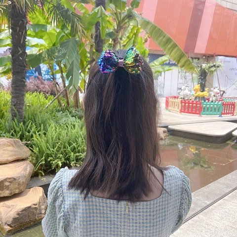 Barrettes Cheveux Nœud Paillettes Brillant Fait Main Accessoires Cheveux Pour Enfants Filles Pinces Douces