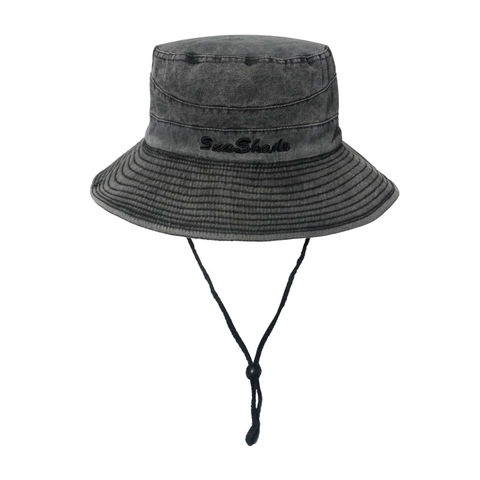 Cappello Da Pescatore In Tela Di Cotone Lavato Tesa Larga Cappello Boonie Outdoor Con Coulisse Regolabile Solare