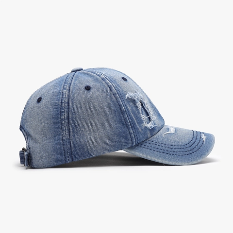 Cappello Da Baseball In Denim Cotone Lavato Distressed Retro Vintage Buchi Regolabile Berretto Morbido Per Uomo Donna