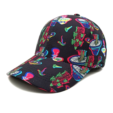 Distressed Honkbalpet Luipaard Paddestoel Print Polyester Verstelbare Gebogen Rand Zonnescherm Retro Hip Hop Streetwear