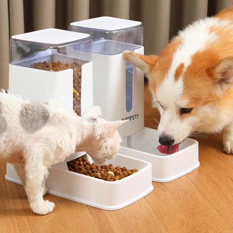 Automatic Pet Feeder And Waterer Gravity Food Water Dispenser PP Plastic Large Capacity Transparent Tank For Cats Dogs
