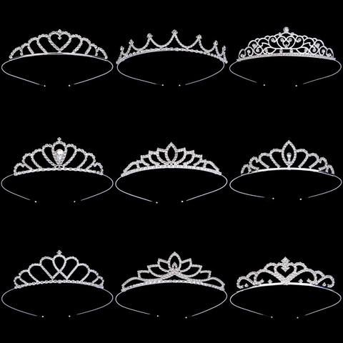 Diadema De Corona De Princesa De Strass Para Niños Tiara De Aleación De Cristal Brillante Para Niñas Accesorios De Fiesta
