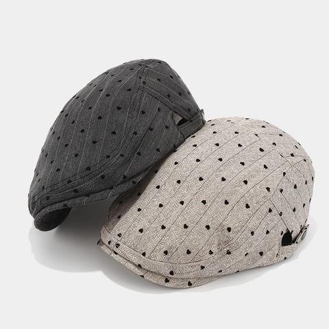 Coppola In Cotone A Spina Di Pesce Donna Motivo A Cuore Ivy Cap Regolabile Cappello Newsboy Vintage Casual