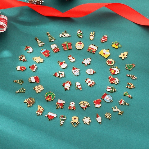 Dijes De Navidad Esmalte Acero Inoxidable Colgantes Para Joyería Bricolaje Collar Pendiente Festivo Papá Noel Muñeco Nieve