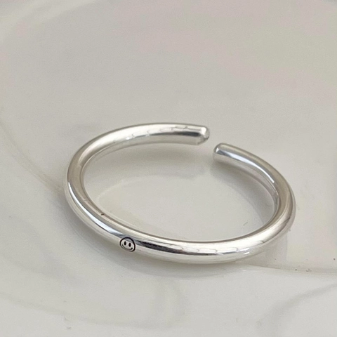 925 Sterling Silber Smile Face Ring Minimalistisch Verstellbar Offen Band Mode Schmuck Für Damen Mädchen Poliert