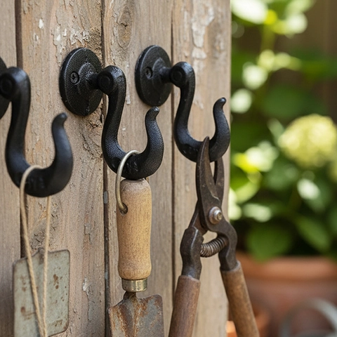 Cast Iron Wall Hook Retro Industrial Single Heavy Duty Wall Mounted For Garden Entryway Coat Plant Decorative