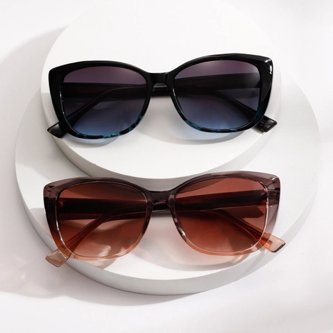 Occhiali Da Sole Cat Eye Oversize Protezione UV400 Lenti Sfumate PC Montatura Quadrata Moda Street Style Per Uomini Donne