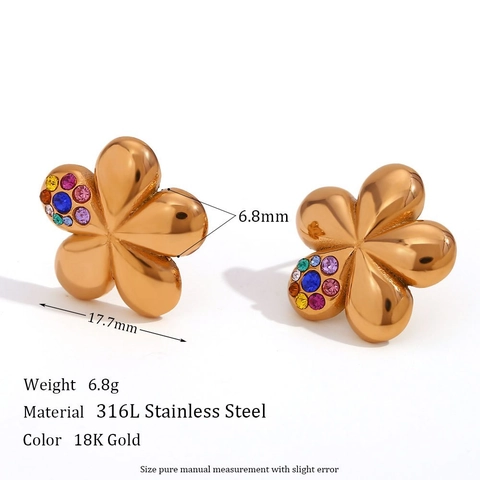 Vintage Blumenstecker Und Creolen Ohrringe 18K Vergoldeter Edelstahl Mit Zirkonia Und Künstliche Perle Für Damen Modeaccessoires