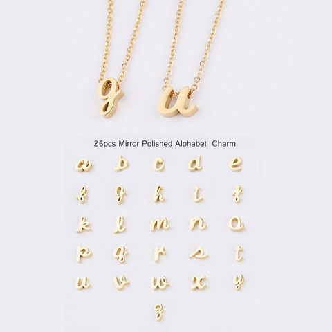Collar Letra Inicial Minúscula Alfabeto Delicado Acero Inoxidable 304 Pulido Espejo Joyería Minimalista Mujeres Hombres
