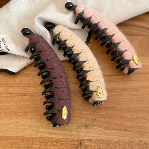 Molletta Per Capelli A Banana In Lana Intrecciata Elegante Forcina A Torsione In Acrilico Accessori Autunno Inverno Per Donne