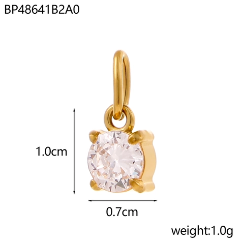 Stainless Steel Round Zircon Pendants Prong Setting Colorful DIY Jewelry Making Accessories For Necklaces