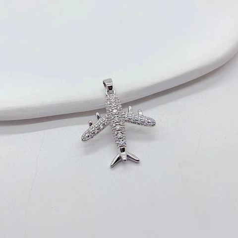 3D Vliegtuig Hanger Ketting Koper Met Glinsterende Strass Minimalistisch Vliegtuigontwerp Mode Sieraden Voor Dames