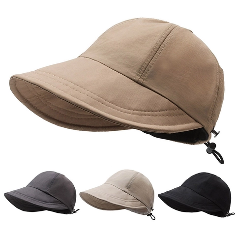 Damen Fischerhut Mit Breiter Krempe Sonnenschutz Verstellbar Outdoor Sommer Sonnenhut Mit Maskenhaken Polyester