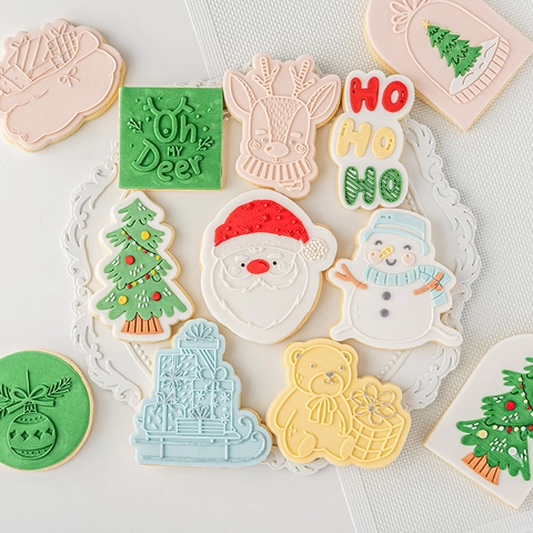 Tagliabiscotti Natale Babbo Natale Renna Pupazzo Neve Albero Forme Plastica Fondente Biscotto Timbro Rilievo Cucina DIY
