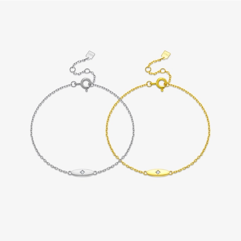 Minimalist 925 Sterling Silver Bracelet For Women With Oval Pendant And Single Zircon Adjustable Fine Chain Jewelry
