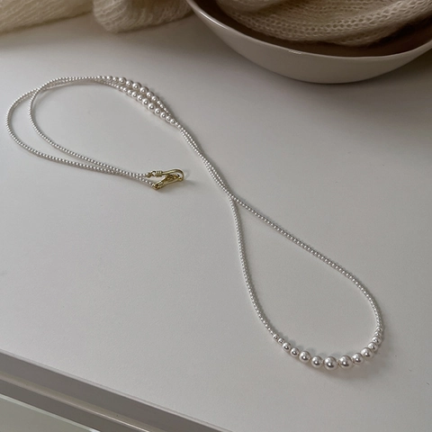 Vintage Französischer Stil Lange Mehrlagige Künstliche Perlenkette Elegante Farbverlauf Künstliche Perle Pulloverkette Für Frauen Schmuck Mit Legierungsverschluss