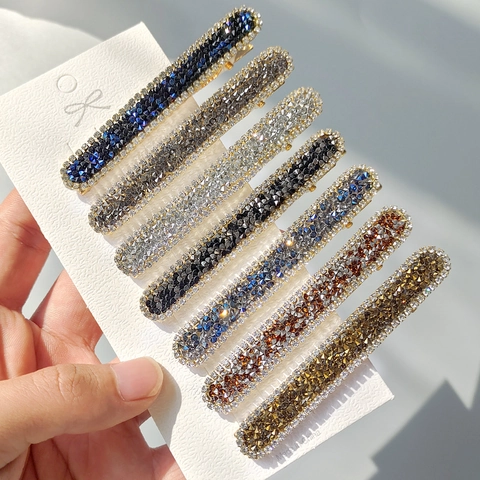 Elegant Rhinestone Hair Clip Sparkling Faux Artificial Pearl Alloy Barrette Korean Style Side Pins For Women Daily Party Headwear