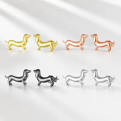 Dachshund Dog Stud Earrings With 925 Sterling Silver Earring Post Cute Animal Jewelry For Women Minimalist Polished Accessory