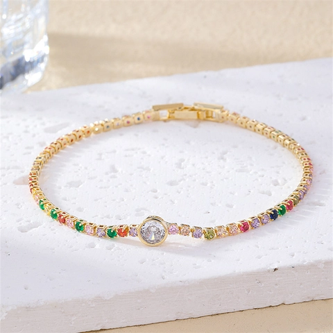 Bracciale Quadrifoglio Farfalla In Rame Placcato Con Zirconi Colorati Strass Gioielli Eleganti Per Donna